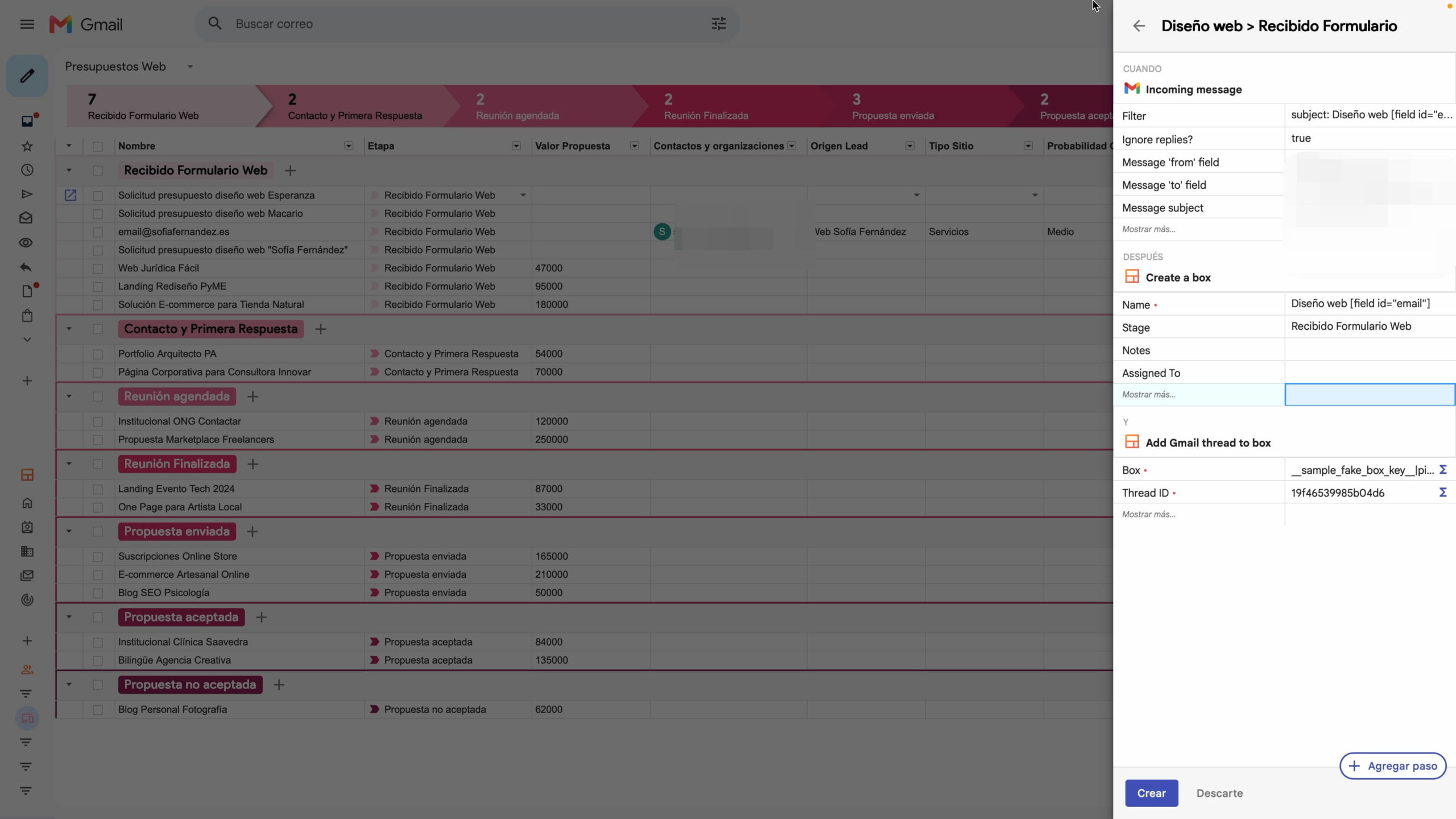 Cómo crear una automatización en Streak CRM para un formulario web