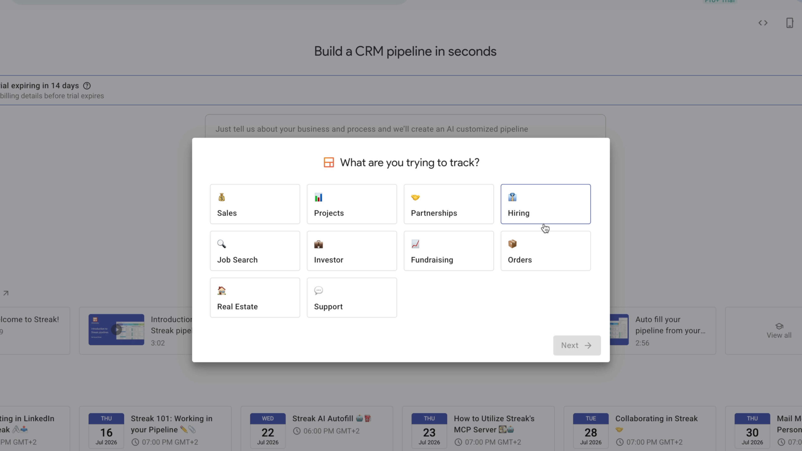 Cómo crear una canalización o pipeline en Streak CRM