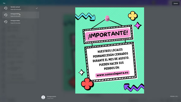 volver a la version anterior de tu diseño en canva